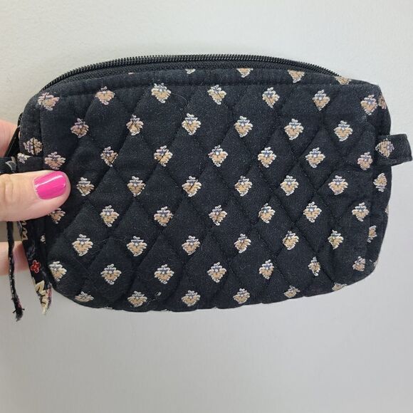 Vera Bradley Classic Black Cosmetic Bag Vintage - Picture 2 of 3